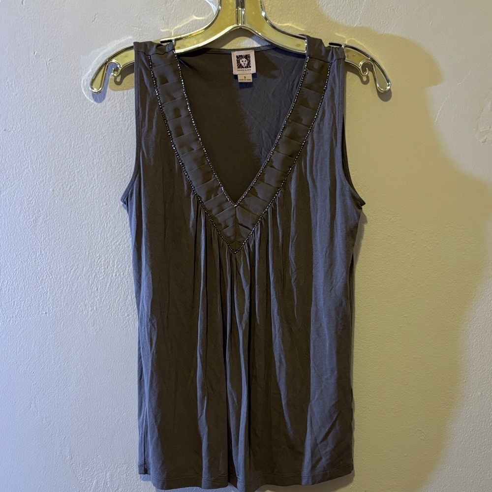 Anne Klein Gray V-Neck Blouse